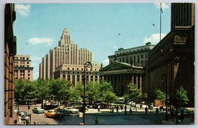NY, NYC, Foley Square, Old Cars, People, Vintage Postcard