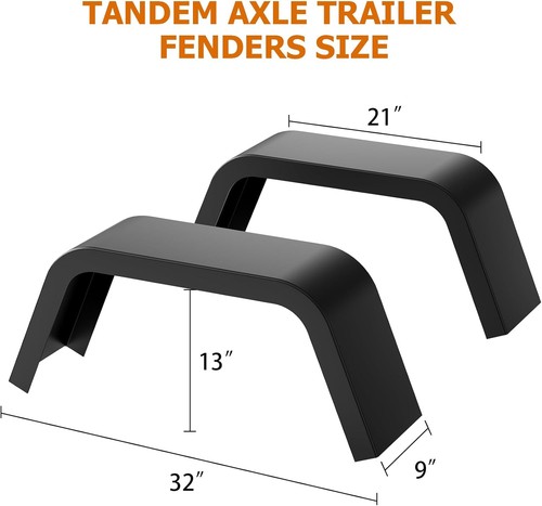 Set of 2 Square Steel Cargo Trailer Fenders Car Hauler for 14"-16" Tires Wheels