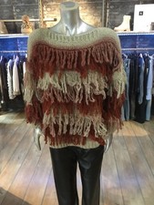 Damen Pullover Pulli Strick Zottel beige weinrot Gr. 38 - 42/44 %%SALE %%