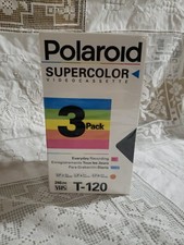 POLAROID SUPERCOLOR VHS NTSC VIDEOCASSETTES 3 PACK T-120 BRAND NEW SEALED