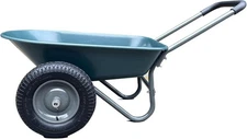 Heavy Duty Garden Wheelbarrow Cart, 2 or 4 Wheels with Built-in Stand, Green
