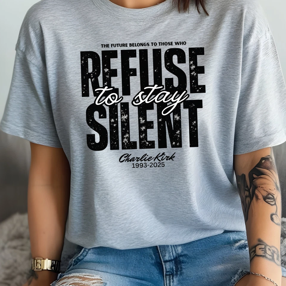 Camiseta Charlie Kirk Camiseta de protesta Camiseta de activista RIP Charlie se niega a quedarse Foto 4 de 4