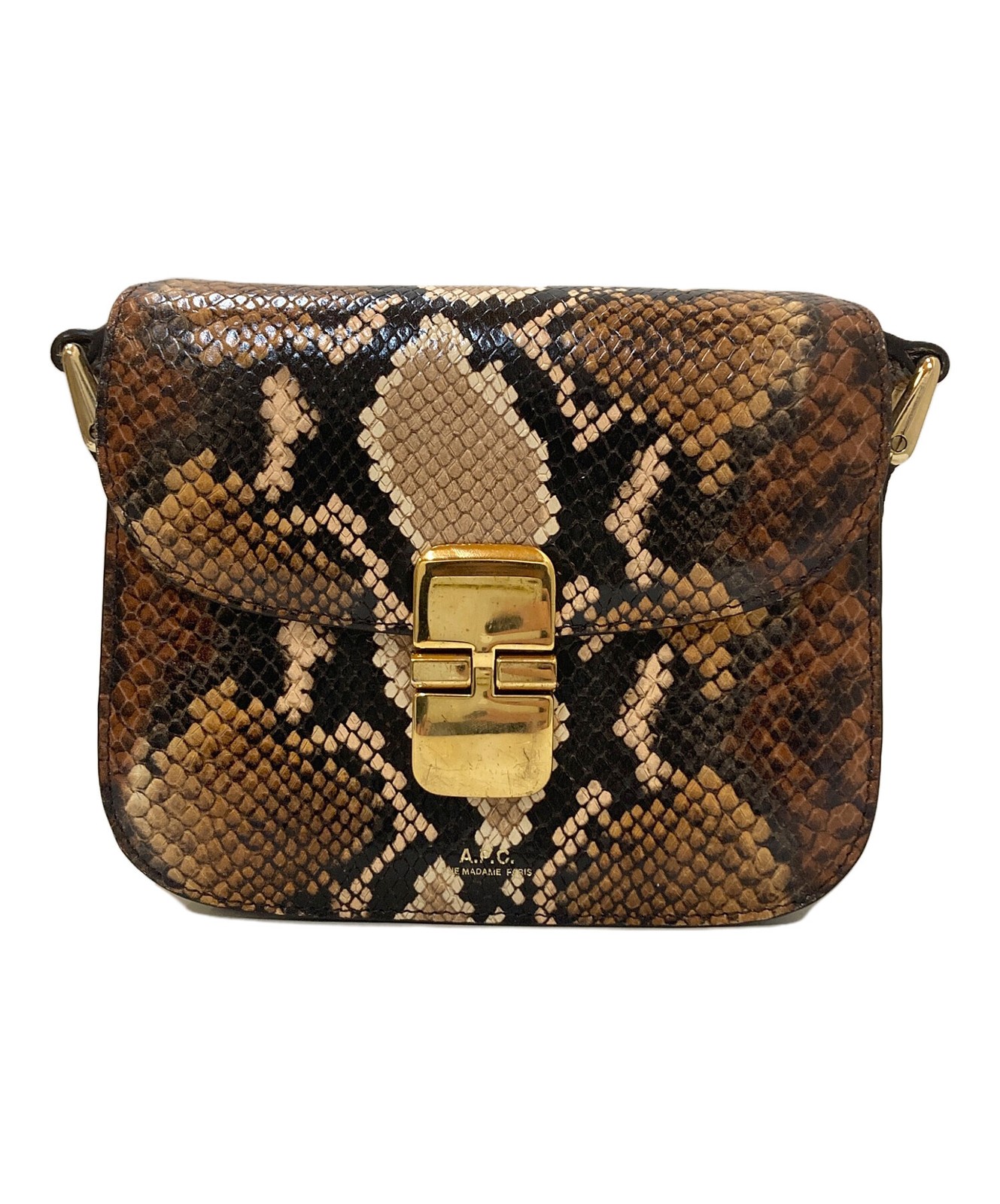 A.P.C. Python Pattern Shoulder Bag Brown - image 1