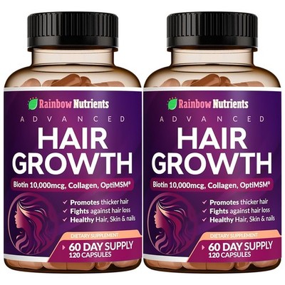 (2 Pack) Hair Growth Vitamins for Women | Biotin 10,000mcg, Collagen, Patente...