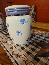 Medium Floral Canister Stonelite Insperado Blue & White Made In USA (Seattle WA)