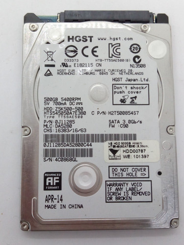 HGST *** HTS545050A7E380*** 500GB *** SATA HDD Notebook 2,5 Zoll #NFP1726