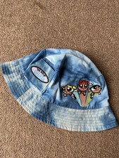Vintage Powerpuff Girls Bucket Hat One Size Blue Denim Cartoon Network Y2K