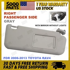 Right Passenger Side Gray Sun Visor With Mirror For 2006-2013 TOYOTA RAV4