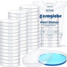 500 Pack , 90x15mm Clear Polystyrene Sterile Petri Dish with Triple-Vented lid