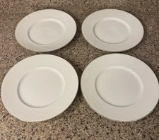 Set of 4 Dansk Tapestries Winter White Gold Rim Salad Plates 9”  EUC RETIRED VTG