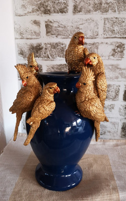 Papageien Party, Blumenvase Ara, Papagei,  Parrot Vase, Blau NEU 9294