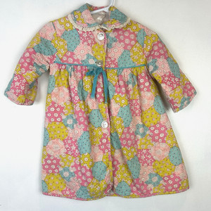 Vintage Robe Girls 2 Quilted Button Up Lace 80s Retro Patchwork Print