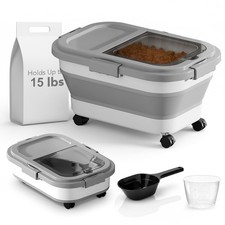 15 Lbs Dog/Cat Food Storage Container,Collapsible Food Storage Containers wit...