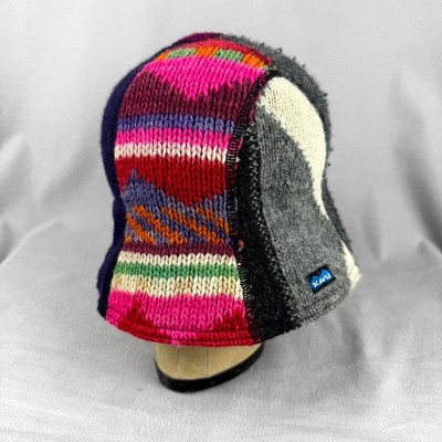 KAVU Hat Womens Multicolor One of a Kind Wool Bucket USA Made Patchwork Beanie