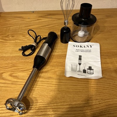 SOKANY 4-IN-1 Dishwasher Safe Hand Blender 110V, 50/60HZ, 1000w Motorboat Whisk