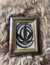 real dried pressed hemp leaf in frame