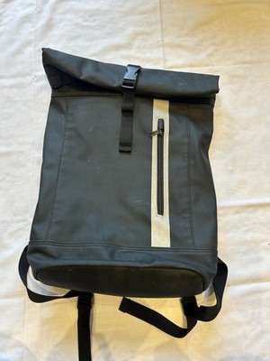Roll Top wasserdichter Rucksack schwarz reflektierende Streifen Radfahren Pendler Rucksack (b8