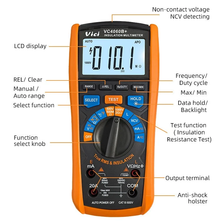 TRMS Digital Multimeter Isolationsmessgerät Isolationsmesser Megohmmeter Tester - Bild 2 von 4