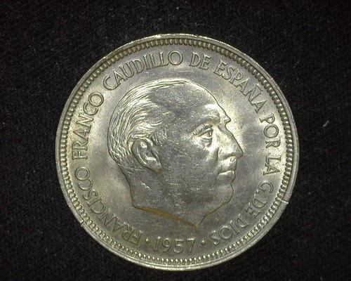 SPAIN 1958 FIVE PESETA KM786 *VERY CHOICE ABOUT UNCIRCULATED* 58~FCS-277 - Picture 2 of 2