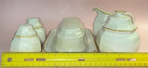 Mikasa Avante Ivory Stoneware Set; Butter Dish, Sugar & Creamer, Salt & Pepper - Picture 3 of 11
