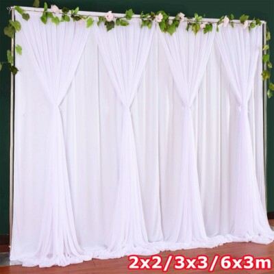 2/3/6M Hochzeit Vorhang Hintergrund Hochzeitsdeko Vorhänge Weiß Party Dekoration