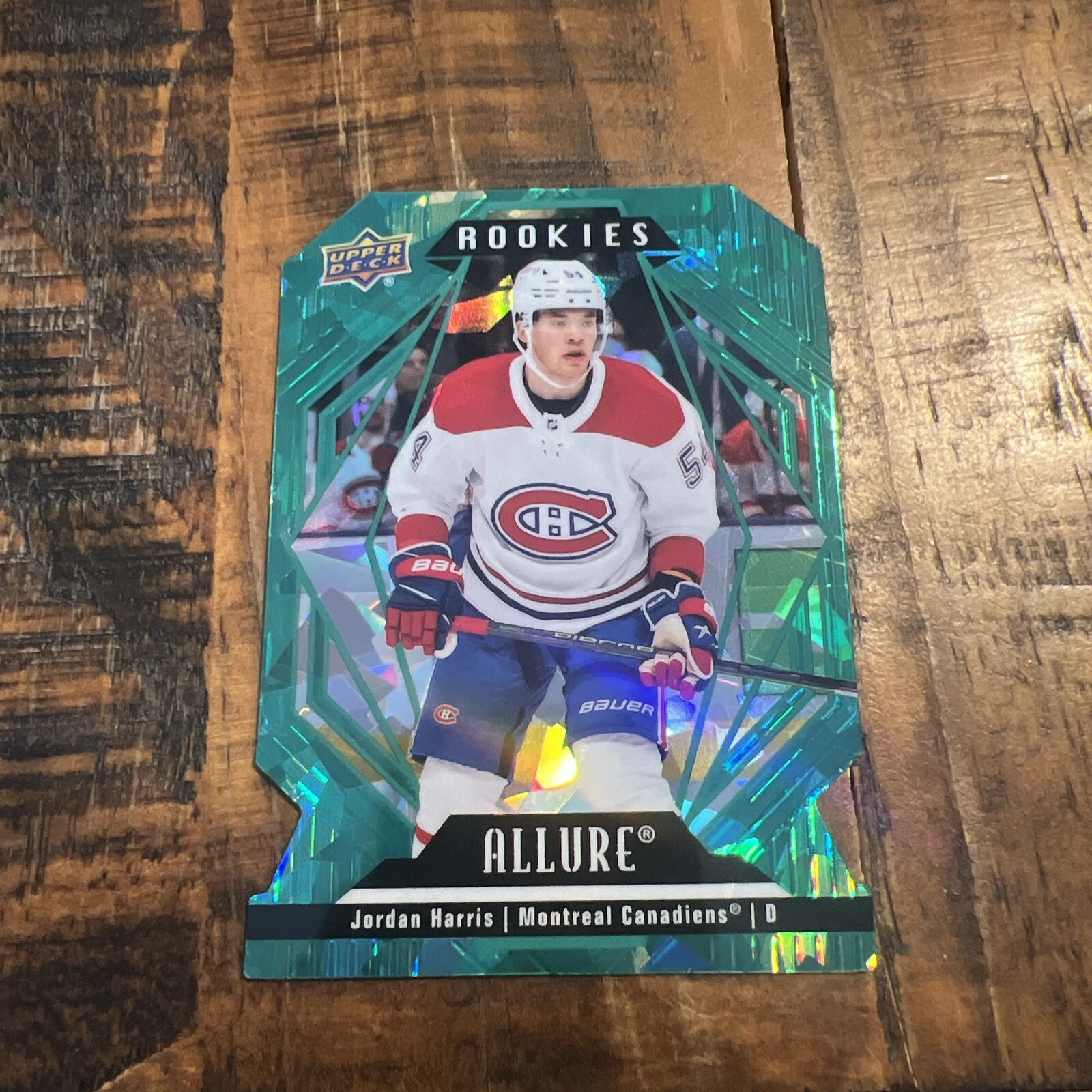 Jordan Harris Green Rainbow Rookie Card /99 Upper Deck Allure 2022-23 Canadiens