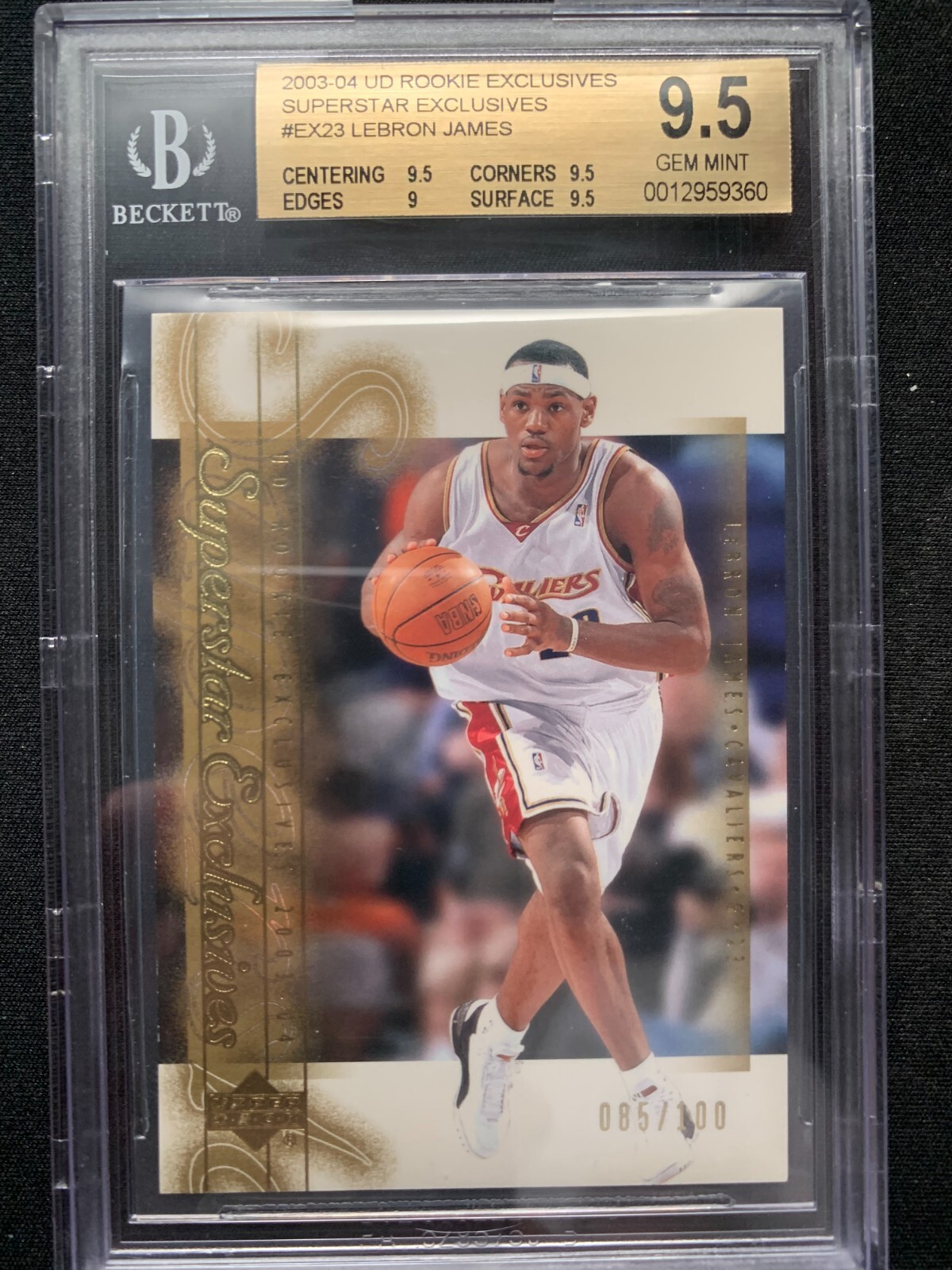 2003-04 UD SuperStar Exclusives #EX23 Lebron James Rookie Card 85/100 BGS 9.5