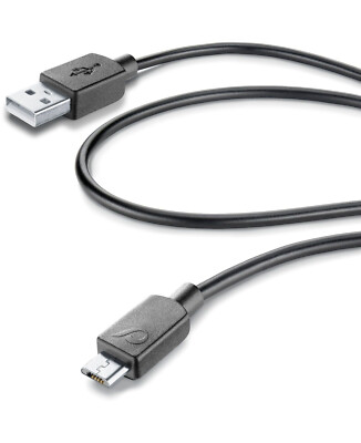 Cellularline Micro USB / USB Kabel Ladekabel Datenkabel Handy 60cm schwarz 133