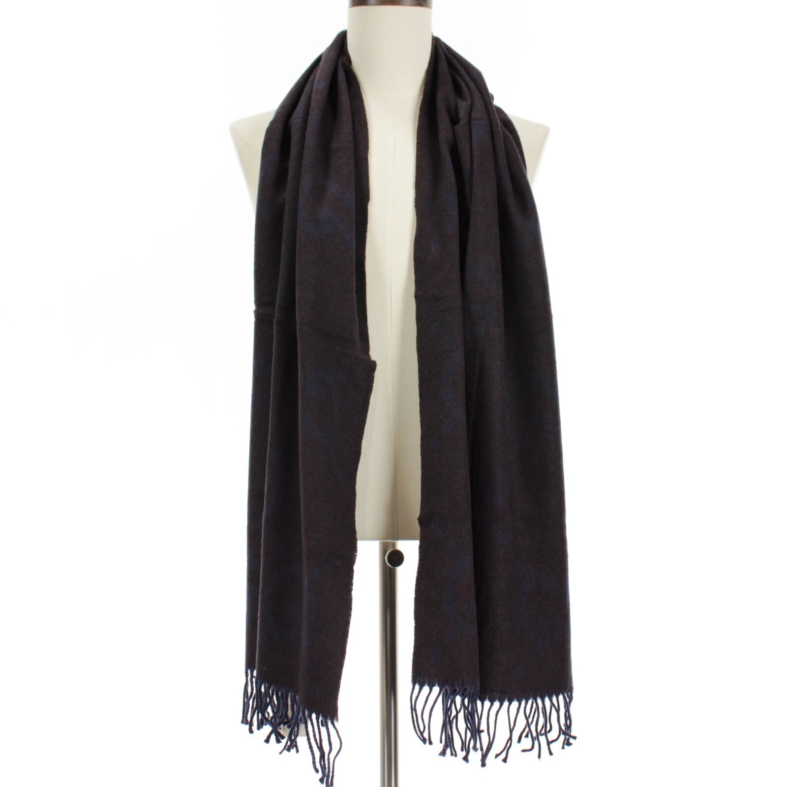 Foulard Gucci neuf avec étiquette 100% cachemire monogramme taille unique marron et bleu fabriqué en Italie