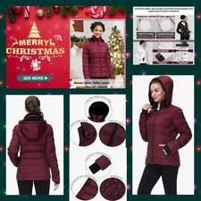 Slowdown Women Down Puffer Jacket W Hood Fur Hooded Winter Down Puffer Coat Wine
