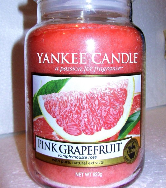 Yankee Candle "PINK GRAPEFRUIT" Fruit Large 22oz. European WHITE