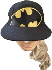 Vintage Batman Signal Big Logo Hat Black Adult Six Flags DC Comics Snapback Cap