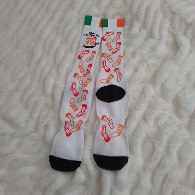 One Adult Size Socks in the Frying Pan Red/White/Green Pull On Crew Socks