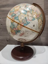 Vintage Replogle 9" Globe World Classic Series with Wood Stand Made in the USA
