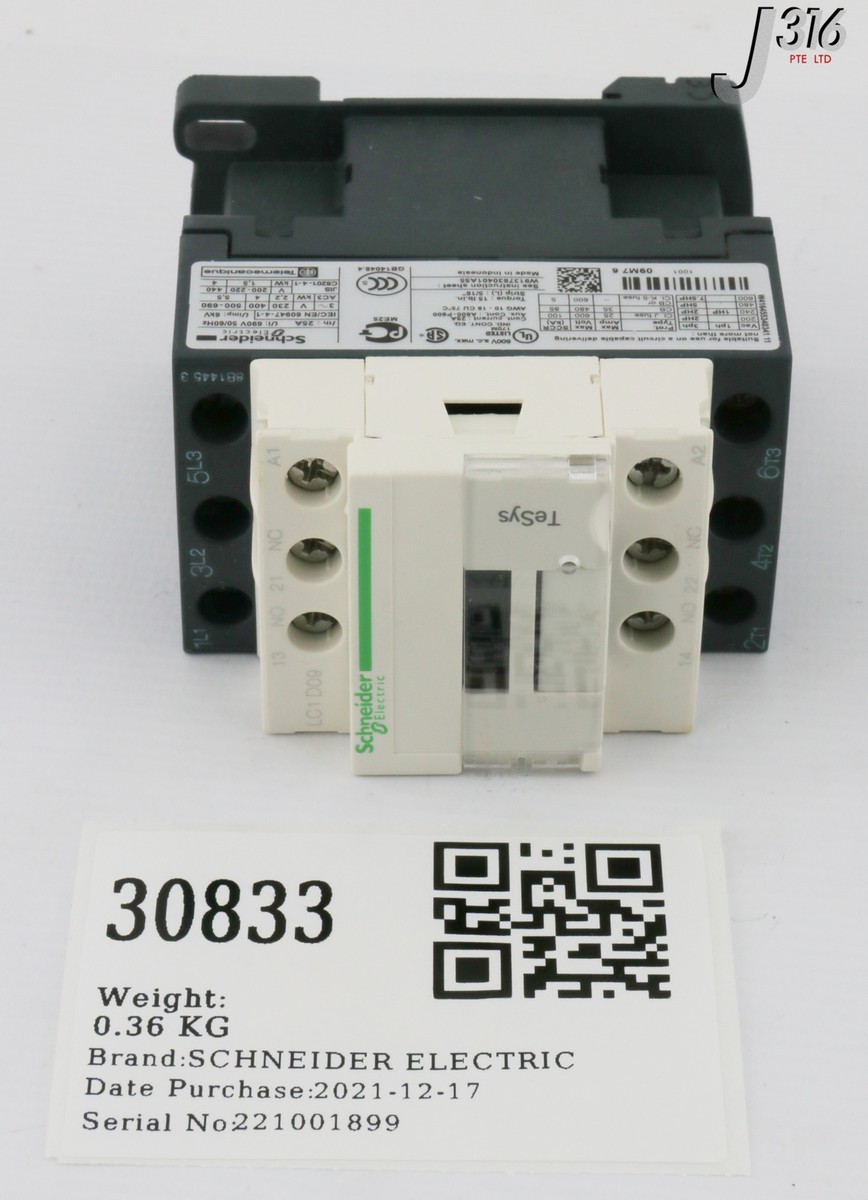 30833 SCHNEIDER ELECTRIC CONTACTOR, TESYS - 034887 (NEW) LC1D09M7