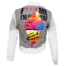 Guetta F*** Me I'm Famous Ibiza Women's Teddy Jacket Grey French Cream Rrp £120