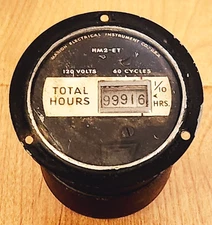 MARION ELECTRICAL INSTRUMENT HM2-ET AVIATION HOUR METER 120 VOLTS, 60 CYCLES
