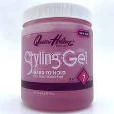 Queen Helene Hard To Hold Hair Styling Gel, Level 7 Hold, Pink 16oz / 1lb