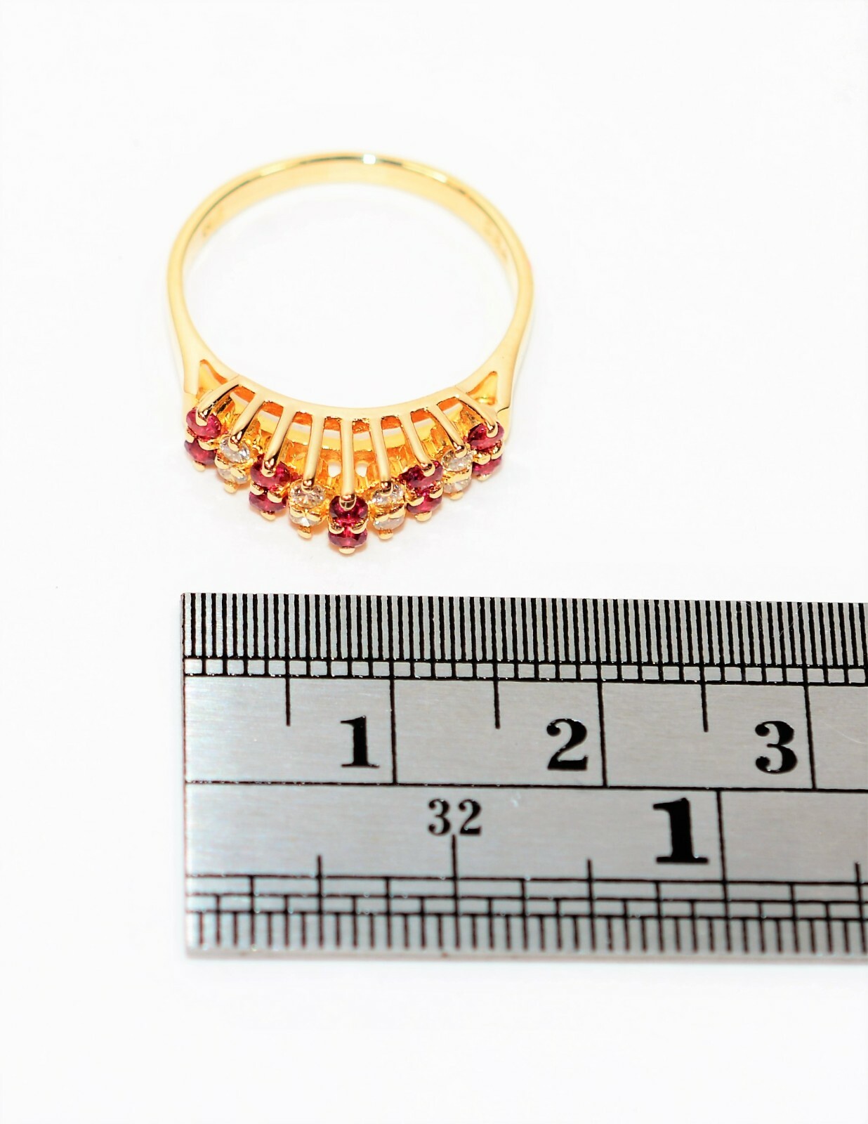 Natural Ruby & Diamond Ring 14K Solid Gold .27tcw… - image 10