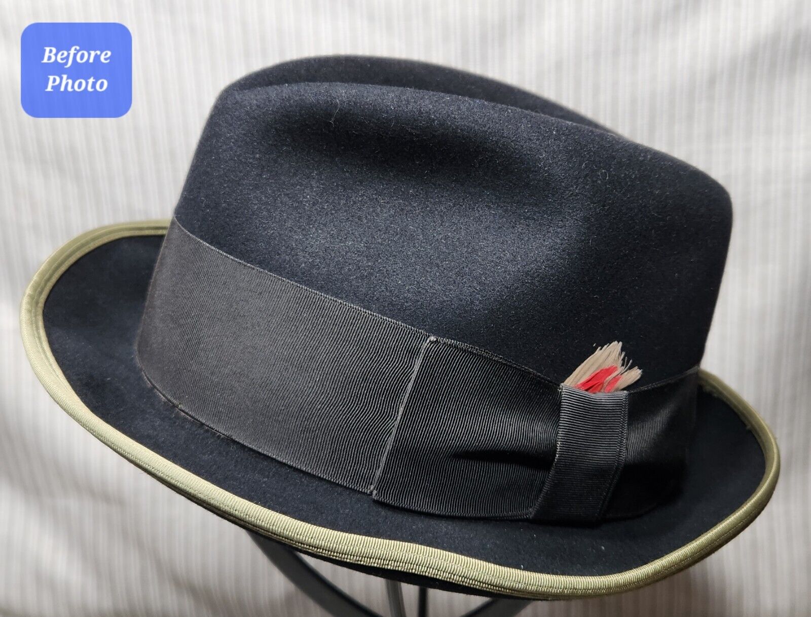 Vintage MALLORY "Cravenette" Fedora Hat - Black F… - image 14