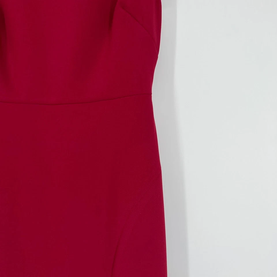 Vestido trompeta Thread Dama de honor talla 4 manga gorra espalda abierta abertura delantera borgoña Foto 3 de 4