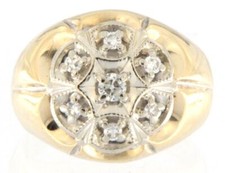 14kt Yellow Gold Men's Diamond Cluster Ring Size 6.5