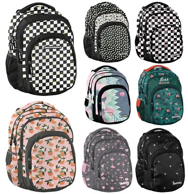 EBAXX Schulrucksack Rucksack Schulranzen Tasche Schul Mädchen Blumen kariert