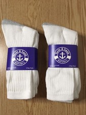 New Mens Yacht Smith 6 Pairs Of Cotton Crew Socks White Gray Size 10-13