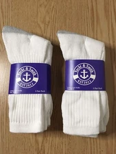 New Mens Yacht 🛥 & Smith 6 Pairs Of Cotton Crew Socks White Gray Size 10-13
