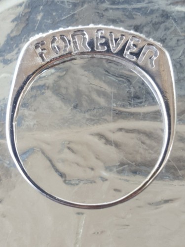 Anillo de diamantes de corte redondo para siempre de oro blanco liso de 10 quilates - Imagen 4 de 12