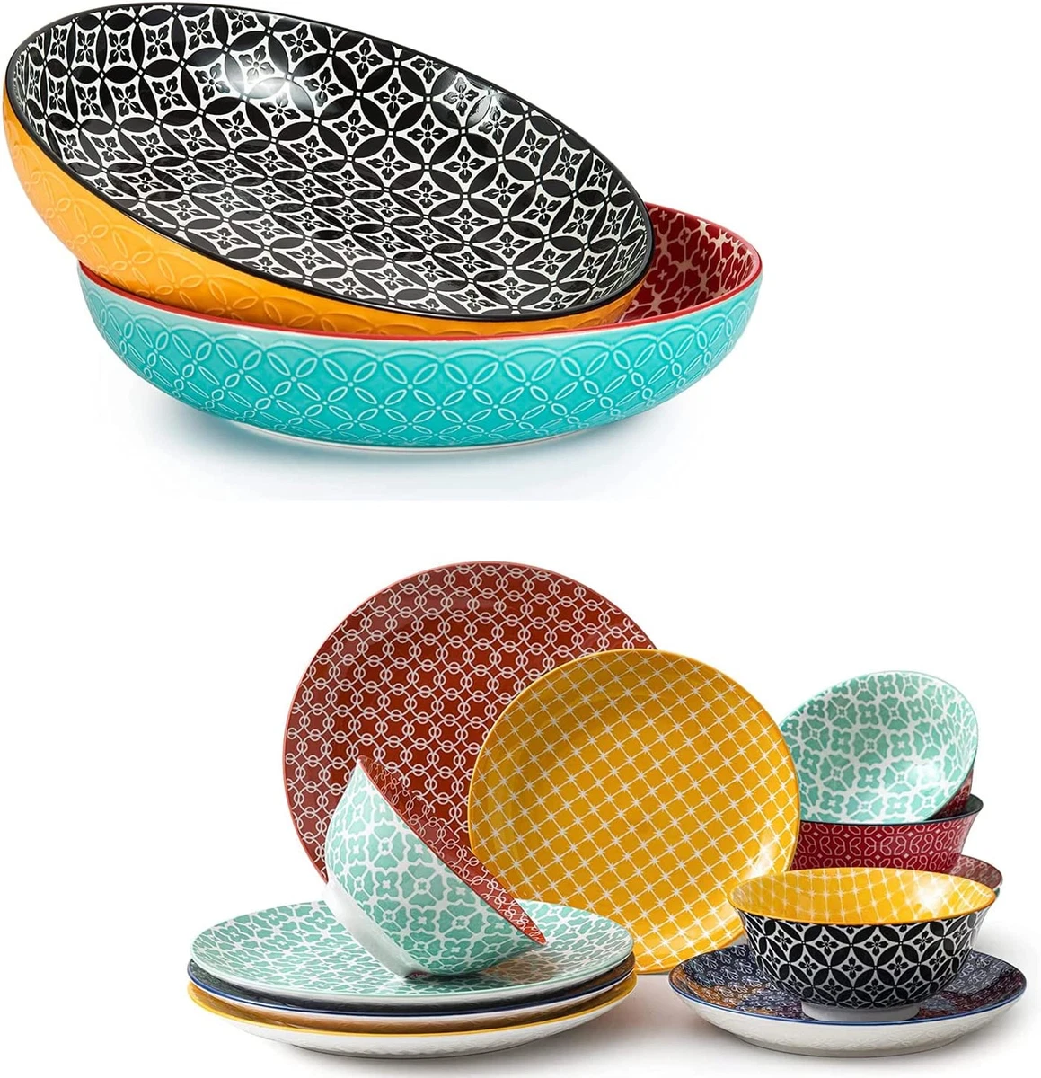 Bundle 14 Pieces Dish Set Include 4 Dinner Plates 4 Salad Plates