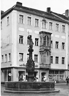 Zittau Postcard, Platz der Jugend, HO Shop, Roland Fountain, GDR Photo around 1970