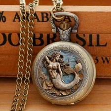 Vintage Style Mermaid Pocket Watch: A Classic Gentleman's Timepiece