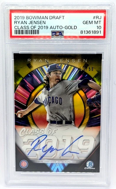 RYAN JENSEN 2019 Bowman Chrome Draft #C19A-RJ Class of 2019 GOLD AUTO /50 PSA 10